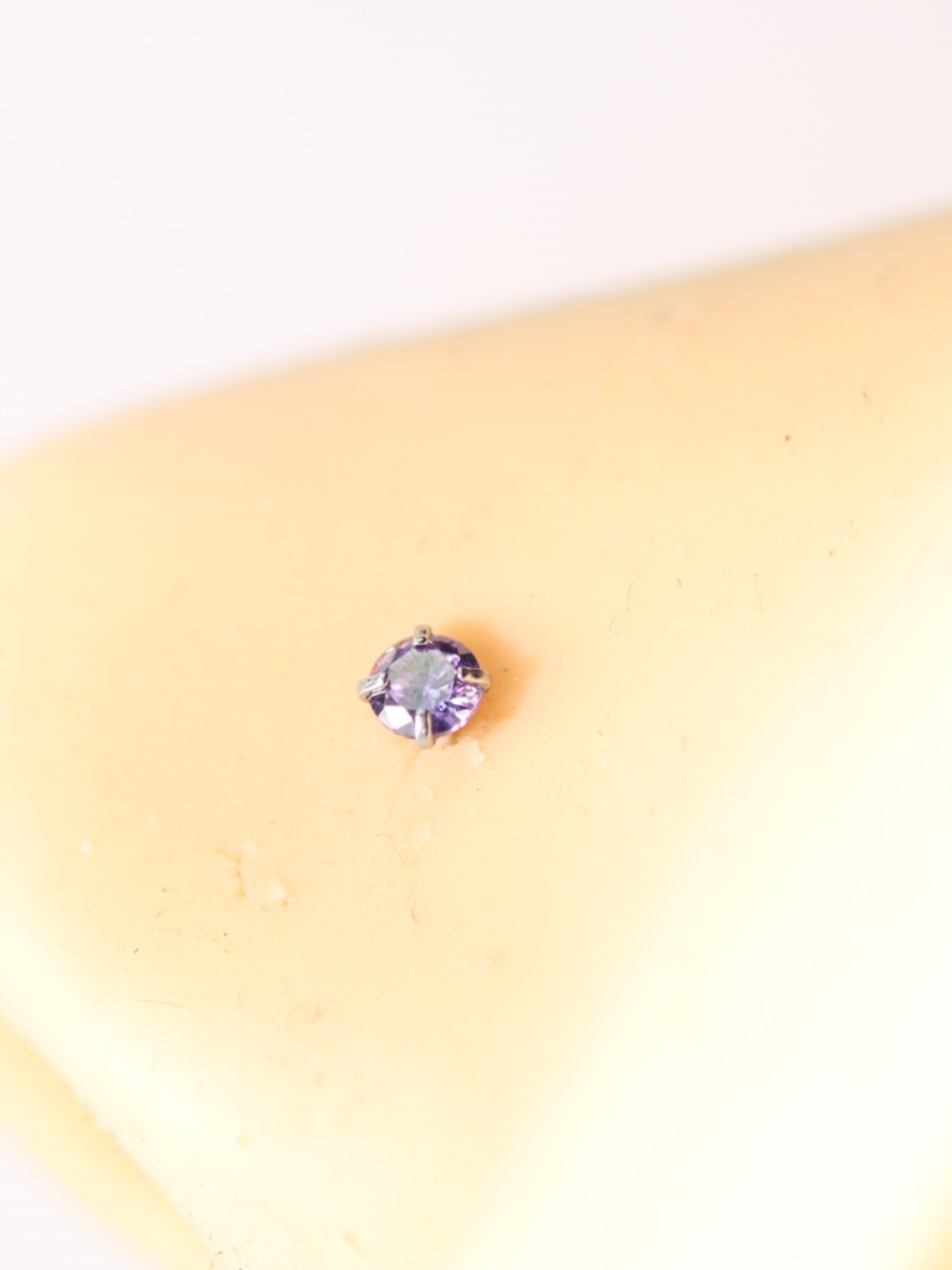 Clear amethyst round 2mm crystal Nose Piercing Corkscrew New 20g